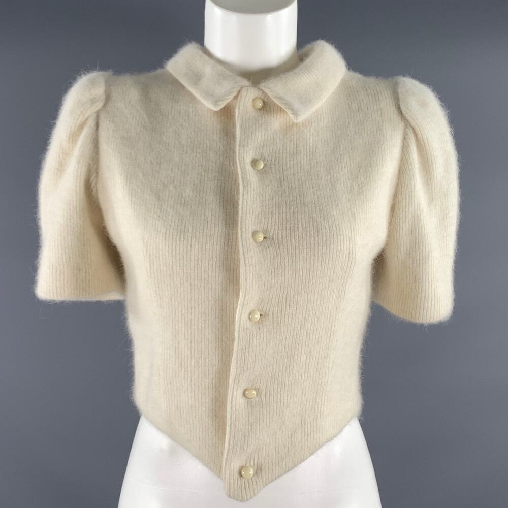 GENETPELSONE Size S Cream Cashmere Rhinestones Cardigan Dress Top - Picture 1 of 6